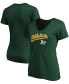 ფოტო #1 პროდუქტის Women's Green Oakland Athletics Team Logo Lockup V-Neck T-shirt
