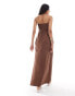 Фото #3 товара Threadbare jersey bandeau maxi dress in chocolate brown