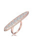 Фото #1 товара Sterling Silver 18K Rose Gold Plated Clear Cubic Zirconia on Long Strip Accent Ring