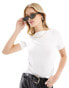 Фото #2 товара Vero Moda boat neck fitted t-shirt in white