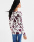 Фото #4 товара Women's Floral Crewneck Long-Sleeve Sweater, Created for Macy's