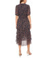 Фото #2 товара Women's Printed Puff-Sleeve Tiered Dress