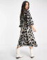 Фото #4 товара Object long sleeve midi wrap dress in leopard