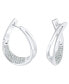 Fine Silver Plated Crystal Stone Hoop Earrings
