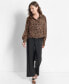 Фото #5 товара Women's Animal-Print Long-Sleeve Button-Down Collared Top