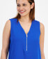 ფოტო #3 პროდუქტის Petite Zip Front V-Neck Sleeveless Top