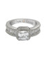 ფოტო #3 პროდუქტის Suzy Levian Sterling Silver Cubic Zirconia Asscher Cut Brown Engagement Ring