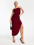 ASOS DESIGN twist front draped bandeau midi dress in red