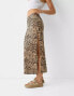 Фото #4 товара Bershka polyamide maxi skirt in leopard print