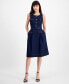 ფოტო #1 პროდუქტის Petite Denim Fit & Flare Sleeveless Dress