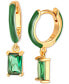 Green Cubic Zirconia & Green Enamel Dangle Hoop Earrings in 18k Gold-Plated Sterling Silver, Created for Macy's