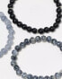 Фото #7 товара ASOS DESIGN 3 pack beaded bracelet set in monochrome tones