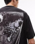 Фото #4 товара Topman oversized fit t-shirt with front and back folded map print in black