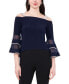 Фото #3 товара Women's Illusion Cold-Shoulder Bell-Sleeve Top
