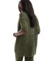 In The Style crochet button through short sleeve shirt co-ord in olive