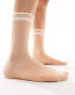 ASOS DESIGN pointelle frill ankle socks in peach