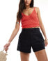 Abercrombie & Fitch Sloane linen shorts in black Черный, W26 - фото #1