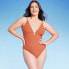 Фото #2 товара Women's Jacquard Rectangle Wire One Piece Swimsuit - Shade & Shore Orange S