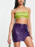 Simmi exclusive 90's sequin mini skirt with slit co-ord in lilac