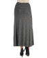 Women Elastic Waist Solid Color Maxi Skirt