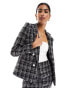 New Look co-ord boucle check blazer in black