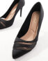 New Look satin mesh court heeled shoes in black