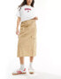 Tommy Jeans structured workwear midi skirt in sand