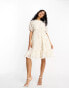 Glamorous off white puff sleeve mini dress with tie back in floral