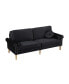 Фото #4 товара Living Room Sofa, 3-Seater Sofa, With Copper Nail On Arms, Three Pillow, Black