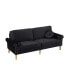 Living Room Sofa, 3-Seater Sofa, With Copper Nail On Arms, Three Pillow, Black