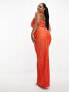 Фото #5 товара ASOS DESIGN Curve plunge halter cowl back plisse maxi dress in orange