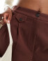 ASOS DESIGN tab detail straight leg tailored trouser in burgundy