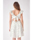 Фото #6 товара Women's Floral Mini Dress with Back Tie Detail