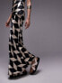 Topshop co-ord satin maxi bias skirt in mono geo print