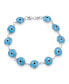 Фото #1 товара Protection Good Luck Amulet Turkish Opaque Turquoise Glass Bead Evil Eye Bracelet For Women Sterling Silver 7 Inch