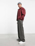 ASOS DESIGN oversized varsity jersey jacket in maroon with back boucle embroidery