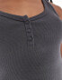 COLLUSION ribbed button cami in charcoal