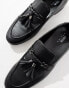 ASOS DESIGN loafers in black faux leather with tassel detail