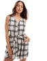 Фото #1 товара Wednesday's Girl button through tie waist romper in beige check