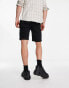 Bershka denim roll up shorts in black