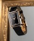 ფოტო #3 პროდუქტის Women's Swiss Eirini Black Leather Strap Watch 25x33mm