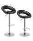 Set of 2 Bar Stools Adjustable PU Leather Barstools Swivel