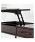 Juno Dark Brown Wood Lift Top Desk With Hidden Storage And Drawer