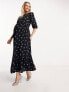 Nobody's Child Maternity Rachel puff sleeve midi dress in blue spot print