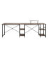 Wood L-Shape with Storage Shelves Industrial Desk