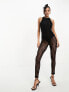 Missyempire lace racer neck jumpsuit in black