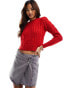 Фото #3 товара Mango cable knit jumper in red