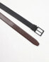 Фото #2 товара French Connection reversible square buckle leather belt in black/brown