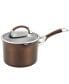 Фото #1 товара Symmetry Hard-Anodized Nonstick Induction Straining Sauce Pan with Lid, 3.5-Quart, Chocolate