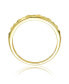 ფოტო #3 პროდუქტის Sterling Silver 14K Gold Plated and Clear Cubic Zirconia 2-Row Modern Ring